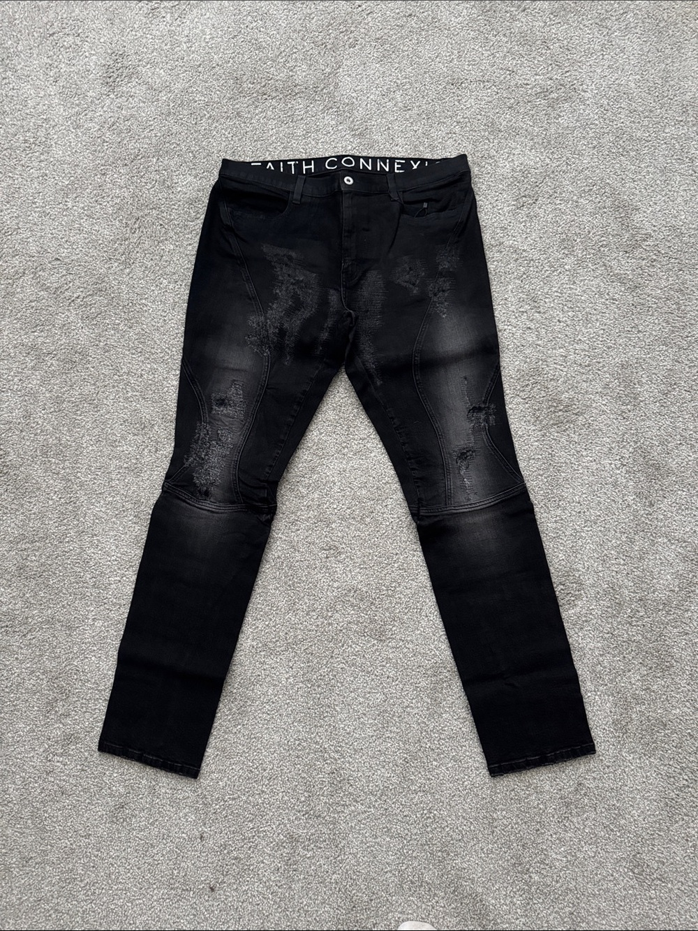 Faith Connexion Black Slim Distressed Men's Jeans